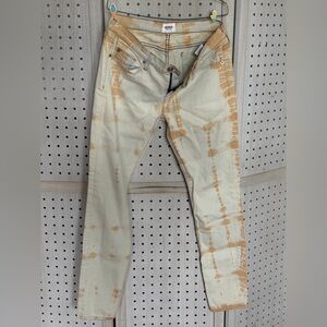 Hudson Jeans Tie-Dye Skinny Jeans in Beige and Orange
